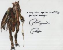 Star Wars 8x10 BandW photo signed by Richard Stride who has added his character name 'Poggle' as