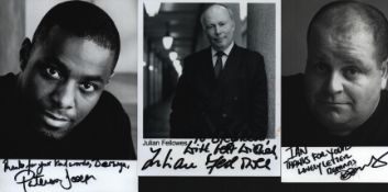 Actors signed photo collection. 3 small photos. Damien Samuels, Julian Fellowes and Paterson Joseph.