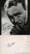 Sir John Mills signed 6x4 inch white card and 7x5 inch black and white photo. Good condition. All