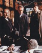 Poirot, popular TV detective series colour 8x10 photo signed by actors Hugh Fraser and Philip
