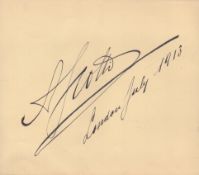 Antonio Scotti signed 7x6 inch vintage album page dated London July 1913. Good condition. All