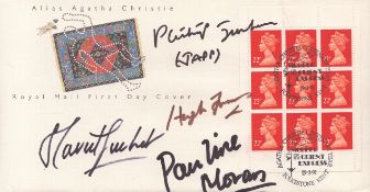 Poirot, an Alias Agatha Christie FDC signed by the four leading actors from the classic tv series.