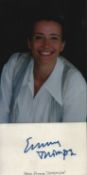 Dame Emma Thompson signed 5x3 inch white card and 7x5 inch colour photo. Good condition. All