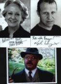 Actors signed photo collection. 3 small photos. Susie Blake, Nigel Lindsay and one other. Some