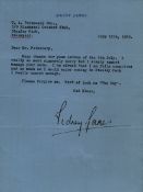 Sid James TLS dated 15/7/1969. Good condition. All autographs come with a Certificate of