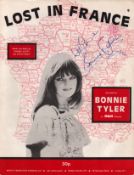 Bonnie Tyler, Welsh singer. A signed music sheet for 'Lost in France'. Good condition Est.