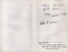 WW1 and WW2 Veteran William Stone Signed Oskar Schindler VHS Sleeve. Photos and Bios included.