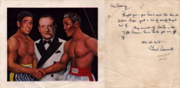 Boxing Ted Broadribb Former British Legendary Fight Manager ALS on reverse of image of Randy Turpin,