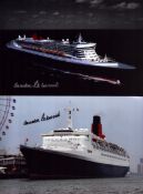 HISTORIC 2 Collection of CUNARD Cruise Ship Colour Photos. Commodore R. W Warwick signed Cunard