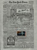 Alan Shephard signed 10x8inch copy of New York Times. Stamp attached and franked. Good condition