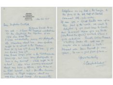 Military. Letter Signed by Commanding Officer of 204 Sqn And was Prince Georges pilot in the