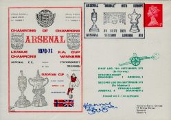 Kenny Sansom signed Arsenal League Champions, FA Cup Winners 1970-71 v Stromsgodset FDC PM