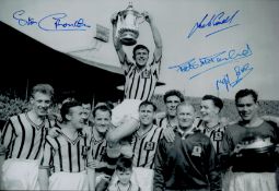 Aton Villa legends multi signed 12x8 inch 1957 FA Cup winners black and white photo includes Peter