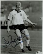 David Burrows signed 10x8 inch black and white photo pictured in action for England B. Good