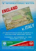 England v Italy B International match 14th November 1989 Brighton and Hove Albion F.C Goldstone
