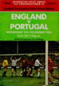 England v Portugal 10th December 1969 Wembley Empire Stadium match programme. Good condition Est.