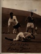 Bobby Irvine and Terry Neill signed original black and white photo 8x10 inch Ireland v England 1962.
