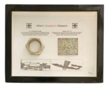 Framed WW2 relics, V2/A4 Ballistic Missile recovered from ten test facility at Peenemunde and