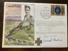 WW2 Grp Capt Leonard Cheshire VC signed on his own historic aviators RAF flown cover. Good