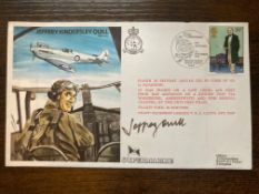 WW2 Spitfire Test Pilot Jeffrey Quill AFC signed on his own Test pilot series RAF flown cover.