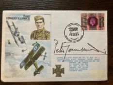 WW2 Battle of Britain ace Grp Capt Peter Townsend signed Mjr Edward Mannock VC RAF flown cover.