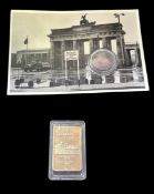 Military collection, commemorative WW2 German Die Bismarck marine bullion and vintage postcard