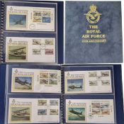 The Royal Air Force 75th Anniversary FDC collection in blue velvet folder, over 10 in collection