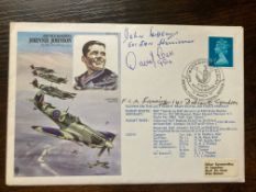 Battle of Britain pilots F Lanning 141 sqn. J Gibson 501 sqn, D Cox 19 sqn signed AVM Johnnie