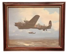 Barry G. Price signed Lancaster 97 Squadron by Barry price mounted and framed painting. Measures