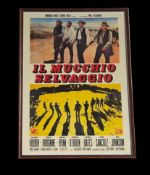 The Wild Bunch 1969 Italian movie poster. Mounted and framed measures, 42x29 inch appx. Good