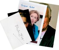 Political signed collection. 3 photos and 1 white card. Margaret Beckett, Peter Hain, Hilary Benn