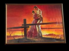 Gone With the Wind 1939 Movie poster. Mounted and framed measures, 42x29 inch appx. Good