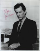 James Woods signed 10x8 inch black and white photo. Dedicated. Good condition. All autographs come