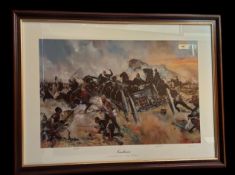 Isandlwana 20x27 inch framed and mounted print titled 22nd January 1879- Saving the Guns signed in
