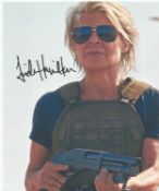 Linda Hamilton signed 10x8 inch Terminator colour photo. Good condition Est.
