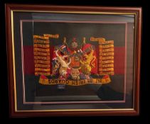 1st Battalion Irish Guards 18x22 inch framed and mounted insignia. Good condition Est.