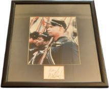 Denzil Washington 17x15inch framed and mounted signature piece includes signed white card and colour