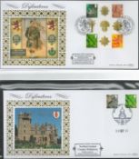 Benham FDC collection in red velvet folder, British Army Uniforms, Christmas stamps, The Battle of