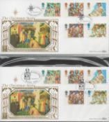 Benham FDC collection 60+ covers all gilded with 22 Carat gold subjects include The Christmas Story,