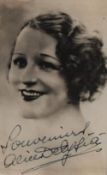 Alice Delysia signed 6x4 inch vintage black and white photo. Good condition Est.