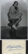 Margaret O'Brien signed 5x3 inch white card and 9x6 inch black and white photo. Good condition Est.