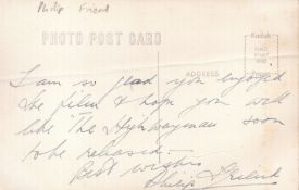 Philip Friend signed 6x4 inch vintage sepia photo inscription and signature on reverse. Good