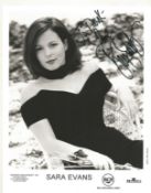 Sara Evans signed 10x8inchblack and white promo photo. Dedicated. Music autograph. Good condition.