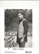 Andy Childs signed 10x8inch black and white promo photo. Dedicated. Music autograph. Good condition.