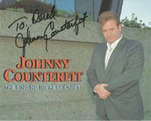 Johnny Counterfit signed 10x8inch colour promo photo. Dedicated. Music autograph. Good condition.
