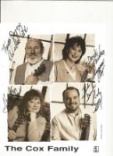 The Cox Family signed 10x8inch black and white promo photo. Dedicated. Music autograph. Good