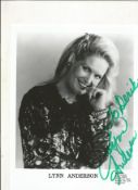 Lynn Anderson signed 10x8inch black and white promo photo. Dedicated. Music autograph. Good