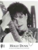 Holly Dunn signed 10x8inch black and white promo photo. Music autograph. Good condition. All
