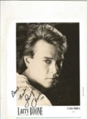 Larry Boone signed 10x8inch black and white promo photo. Dedicated. Music autograph. Good condition.