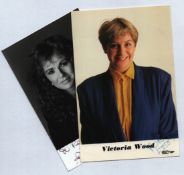 Comedy collection. 2 photos individually signed by Victoria Wood and Julie Walters. Dedicated.